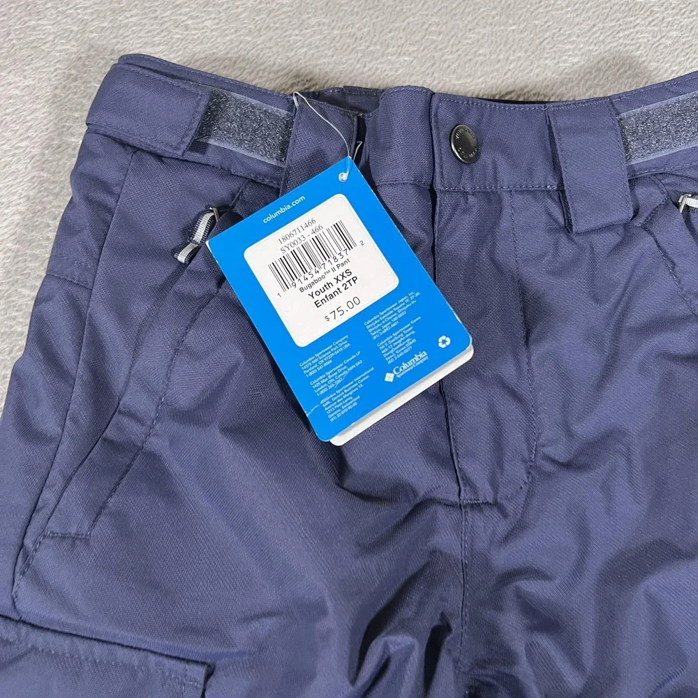 Columbia Bugaboo Snow‎ Pants Youth XXS 4/5 Navy Omni-Heat Ski Winter